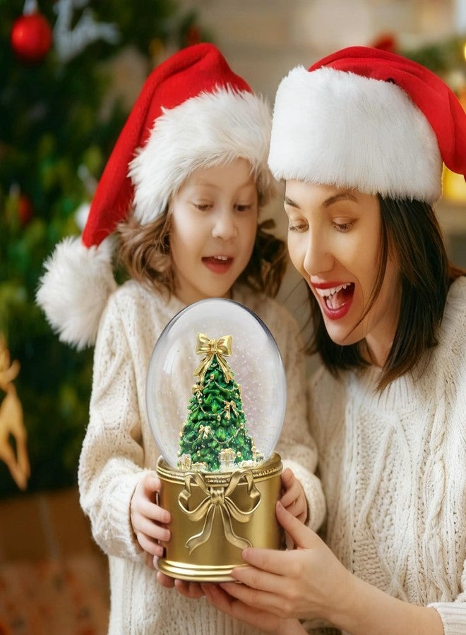 كرة ثلجية على شكل شجرة عيد الميلاد مع قاعدة على شكل فيونكة ذهبية بلون الشمبانيا وزينة حفلات أعياد الميلاد بتقنية LED (GS8557-120MM) - Image 4